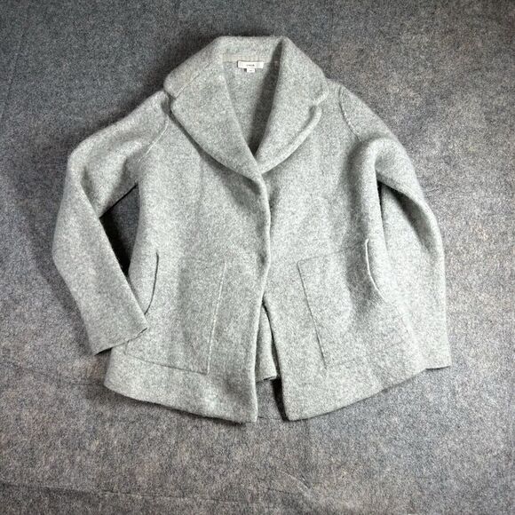 Vince Blazer Women's Large Gray Merino Wool Alpaca Jacket Cardigan Sweater - Picture 1 of 9
